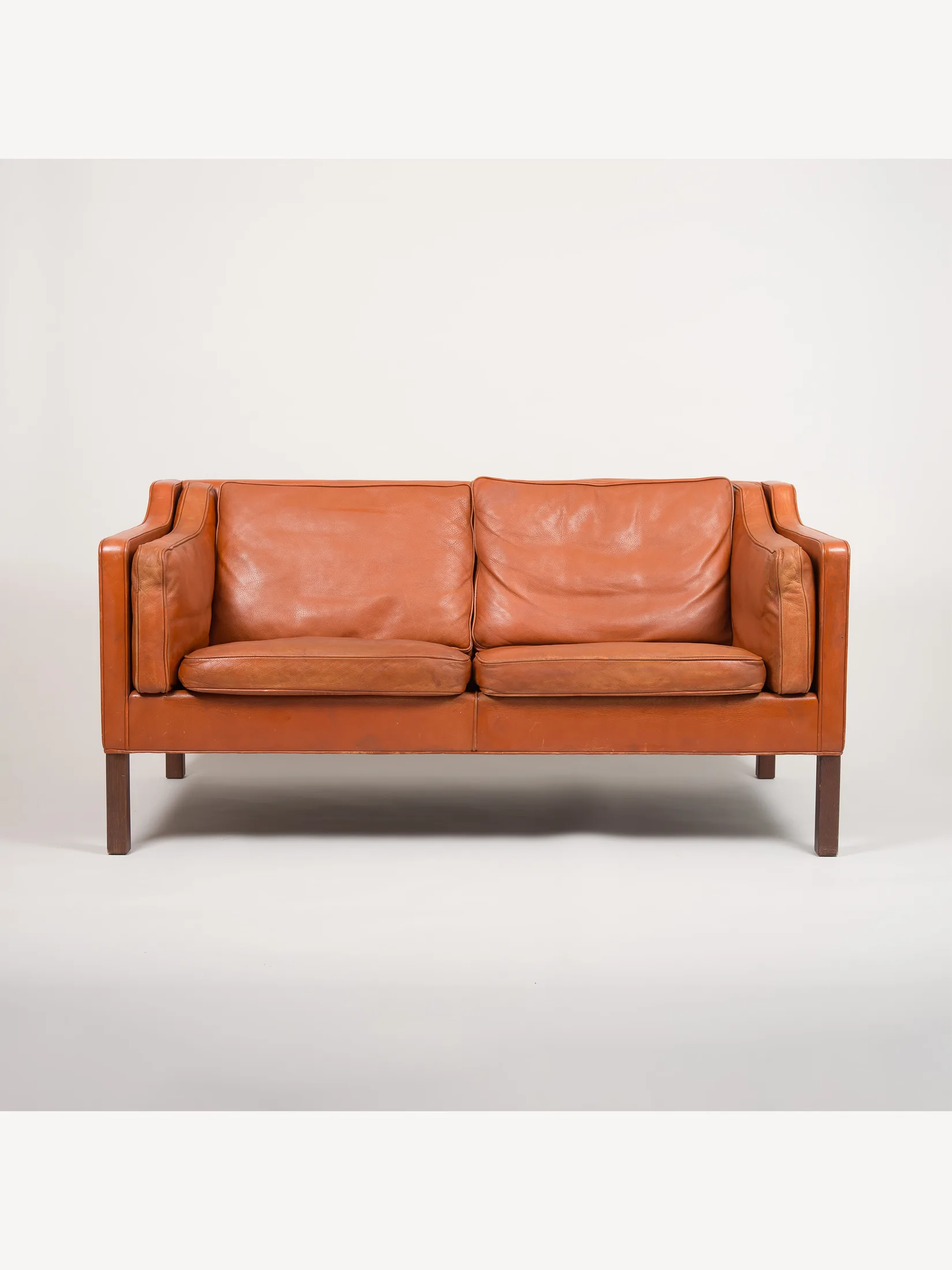 Orange leather sofa