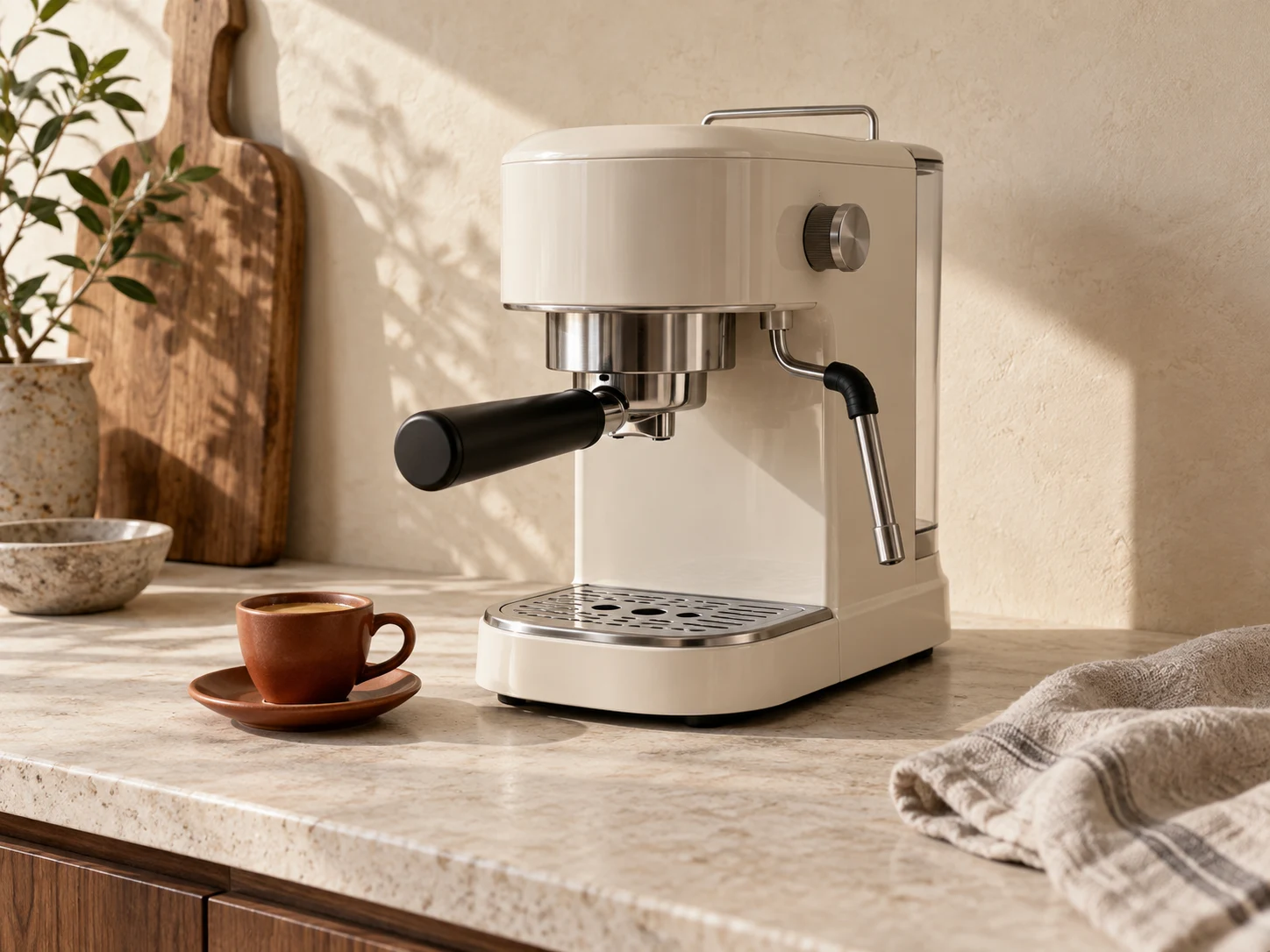 AI-generated concept of a coffee machine in a styled kitchen setting